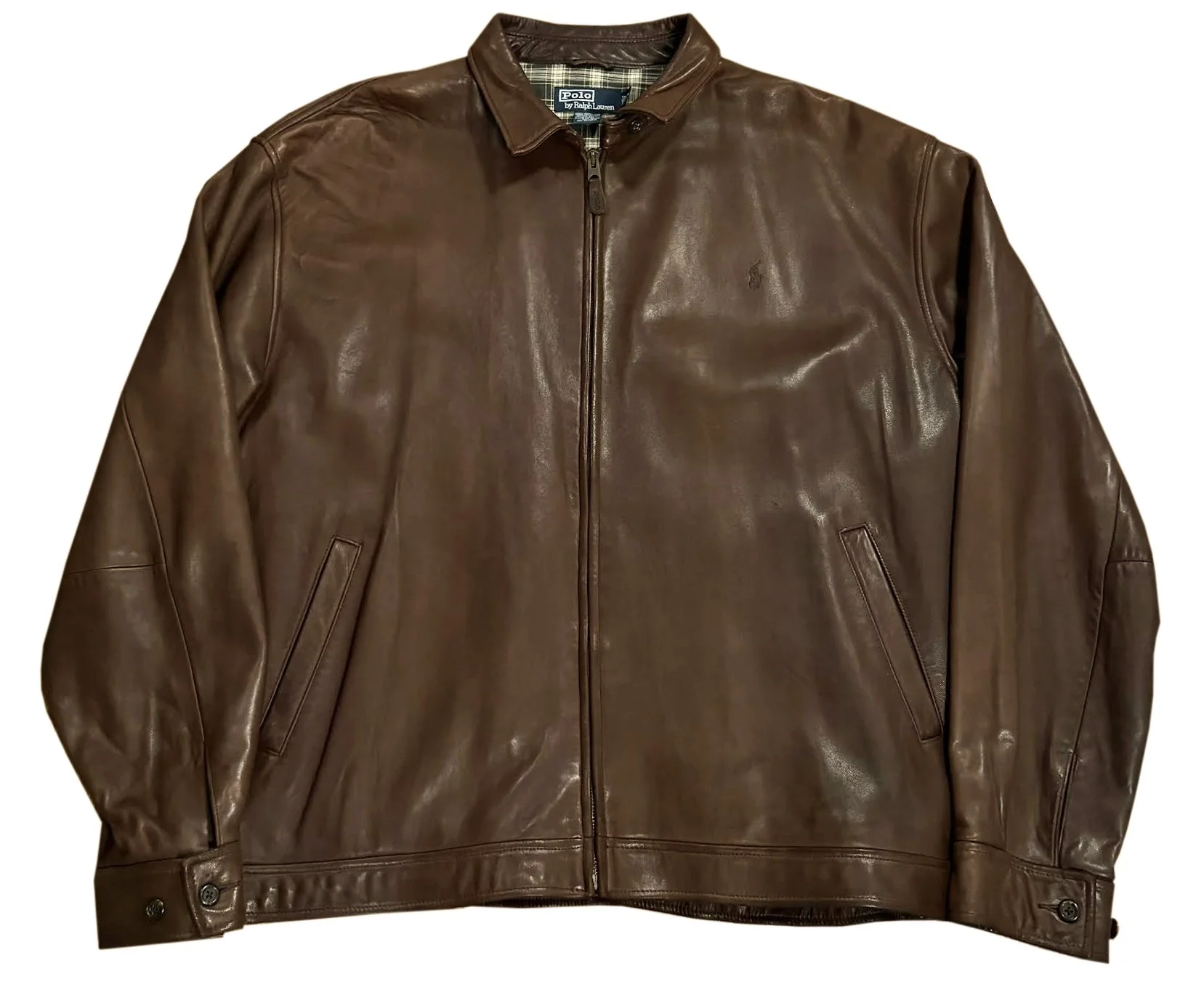 Vintage Polo Ralph Lauren Pony Brown Leather Jacket (Size XL